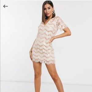 ASOS Mini shift Dress Embellished Fringe